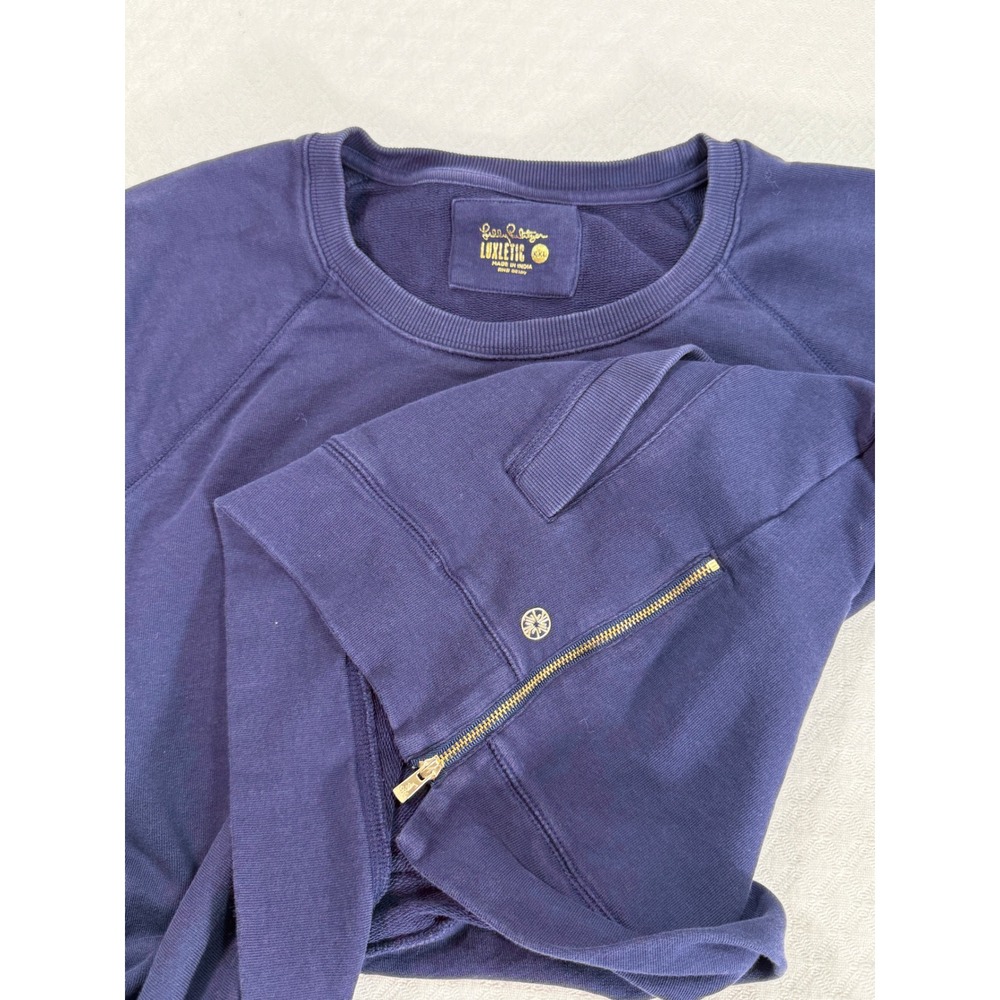 Lilly Pulitzer Sweatshirt Women XXL Luxletic Navy Blue Side Zip EUC